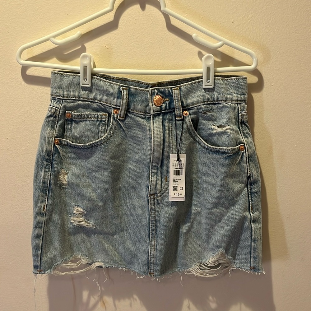 Garage high rise denim skirt in Joy Blue size xs